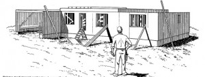 A modular home contractor looking at a recently set home